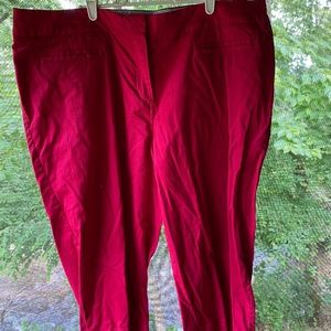 Avenue Signature Chino Capri Red Stretch Waist Size 18 Side Vents